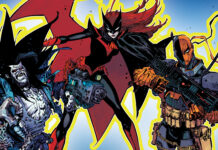 DC NEXT LEVEL Begins March 2026 Comic cover artwork of Batwoman, Deathstroke and Lobo posed together, with a DC logo in the corner